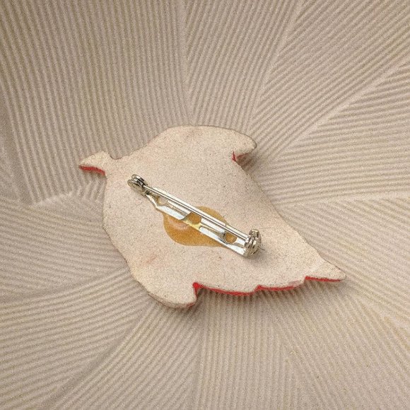 Vintage Handmade Ceramic Autumn Leaf Brooch Pin - Picture 4 of 8